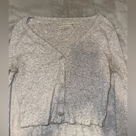Urban Outfitters Cropped Soft Long Sleeve Light Grey - Picture 3 of 4